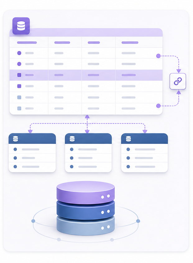 Tablas y bases de datos organizadas como fuentes de información